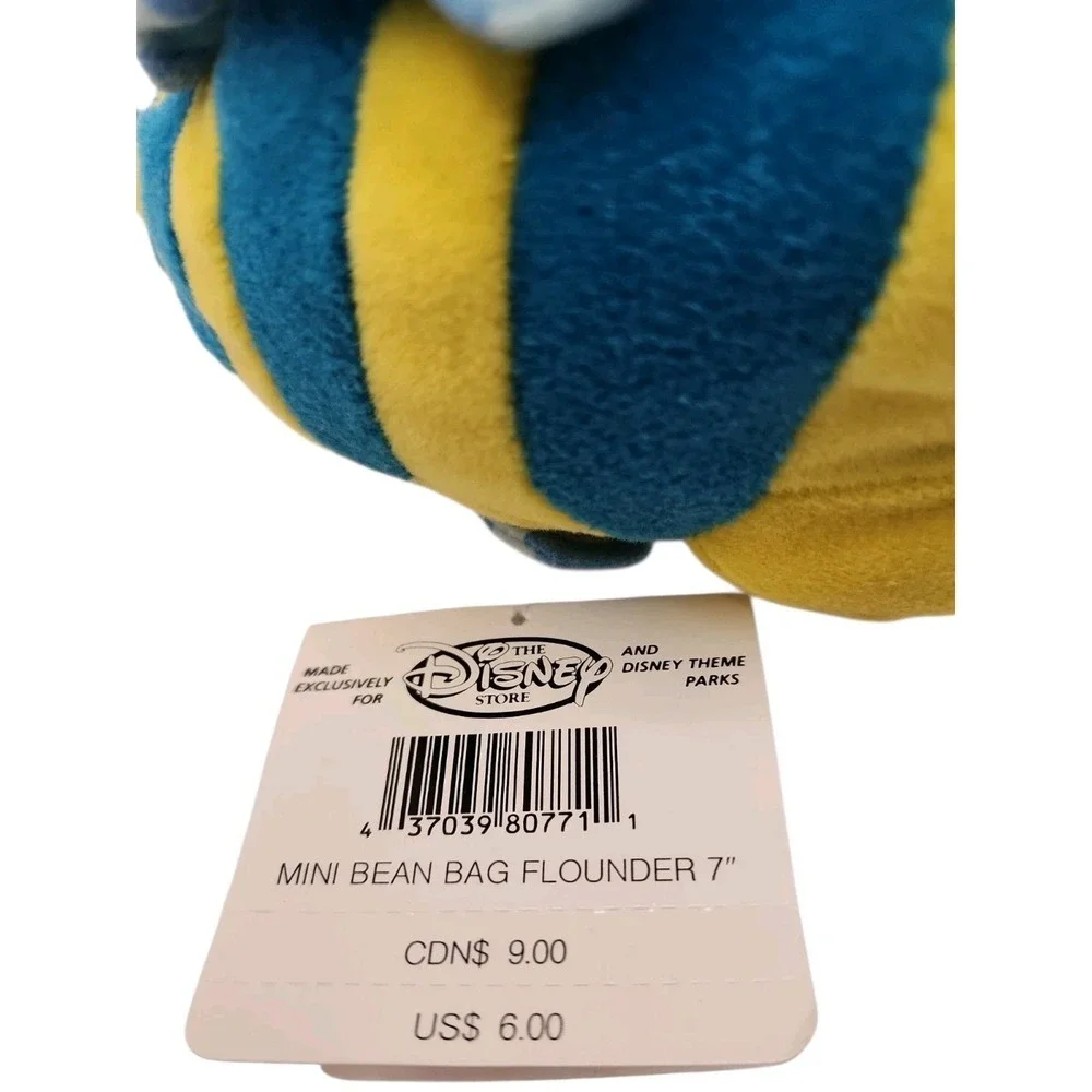Disney Flounder Plush Mini Bean Bag 7 Inch Little Mermaid Toy NWT